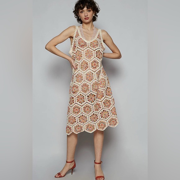 NWOT  POL Crochet THE FRUITY PEBBLE DRESS Coverup Sexy Boho Beach Wear - Picture 2 of 5